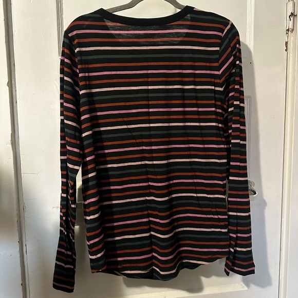 NWT! Madewell Whisper Cotton Rib-Crewneck Long-Sleeve Tee in Ryley Stripe XL - Picture 11 of 16
